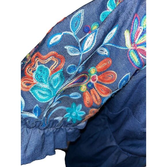 Signature by Robbie Bee Dress Womens Size 8‎ Floral Embroidered Ruffle Sleeve - Picture 4 of 11